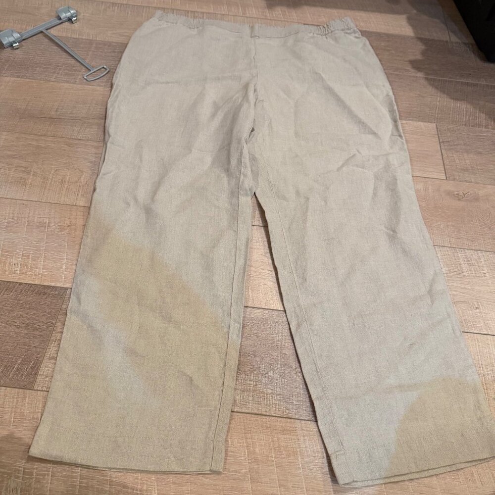 J. JILL WOMENS 2X TAN LINEN PANTS NEW WIDE LEG
